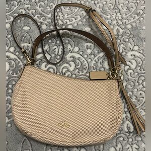 Coach Legacy Jacquard Sutton Beige Woven Shoulder Bag Handbag